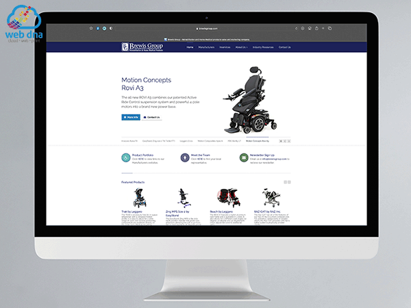 Website design for rehab equipment manufacturer's representative Brewis Group by Web DNA.