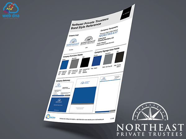 Brand reference style sheet created by Web DNA for Northeast Private Trustees.
